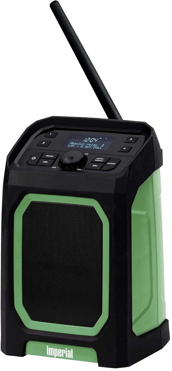 SnelShoppen - Outdoor-radio met DAB+ en Bluetooth 5.3, 5000 mAh accu, 30 uur speeltijd, waterdicht IP65, zwart/groen voor camping, tuin en feest