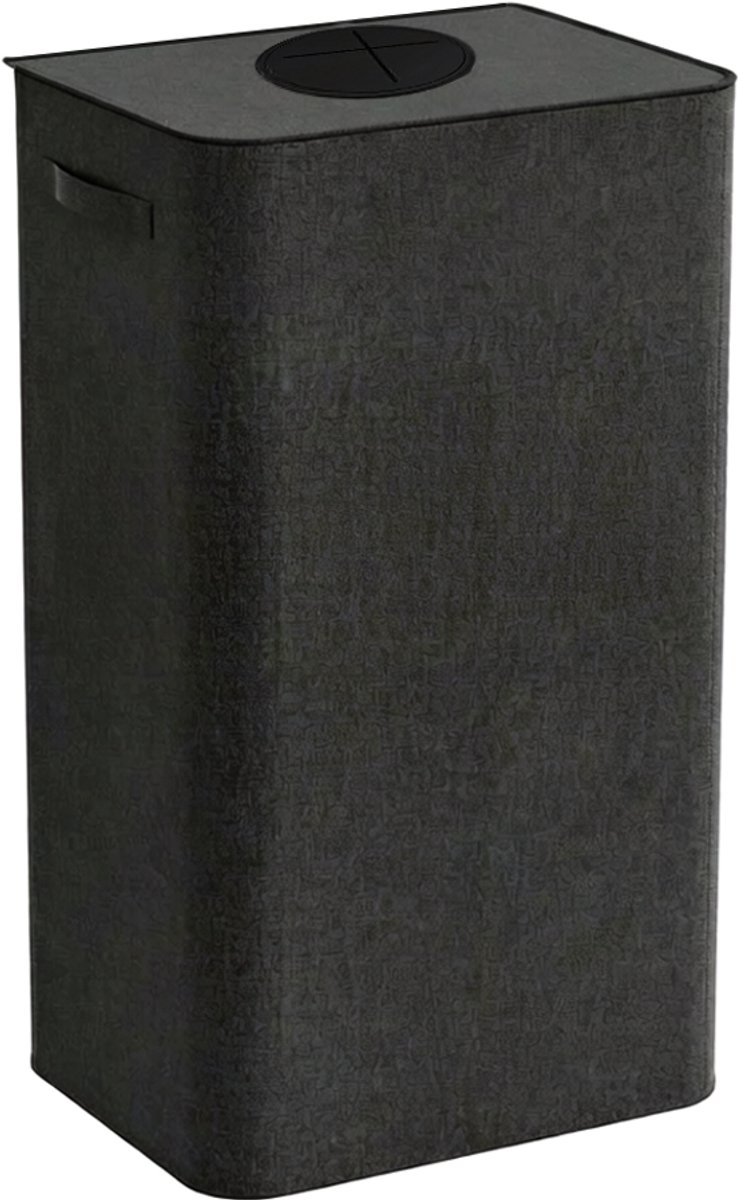 Opvouwbare afvalbak met deksel - 100 liter - Inclusief grote binnentas - Veilige opbergruimte voor flessen - Geschikt voor keuken, kantoor en buiten - Kledingorganizer van Oxford-stof - 70*43*33 cm - Zwart