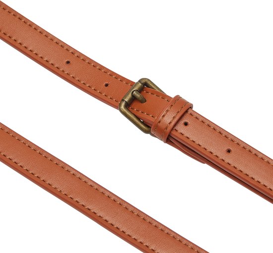 Bruine leren schouderband met gesp.