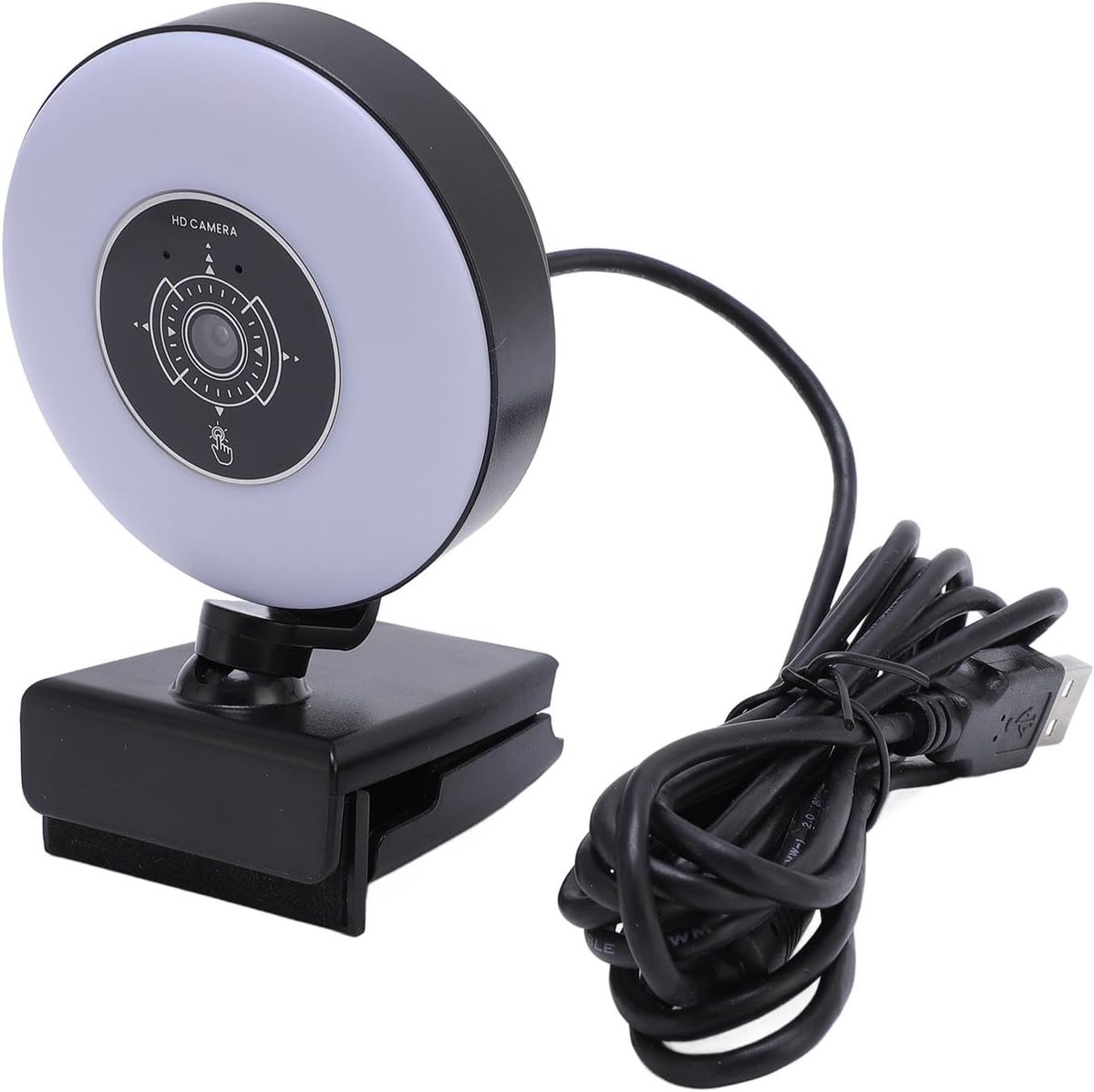 SnelShoppen - 4K Webcam met Licht en Microfoon, HD USB Webcamera Auto Focus, Afstandsbediening, Dubbele Microfoons met Geluidsonderdrukking voor Zoom,