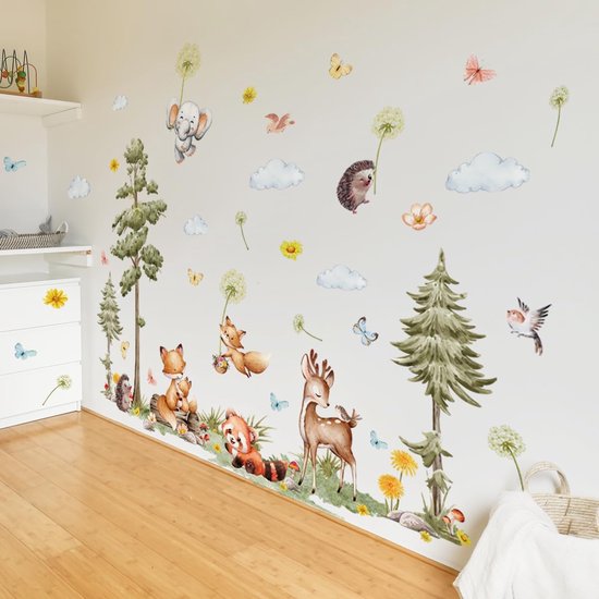 VVGoods - Bosdieren muurstickers met dennenboom en vos voor babykamer en kinderkamer decoratie — afbeelding 4