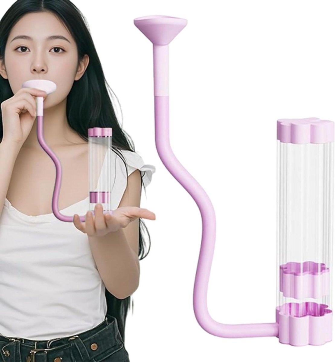 Ademhalingstrainer - Longtrainer Core Trainer - Ademhalingsuithoudingsvermogen Verbeteren - Compact en Lichtgewicht - 18 x 9 x 7 cm - Roze