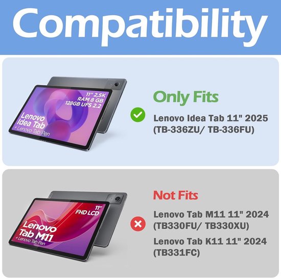 Folio Case voor Lenovo Idea Tab 11 inch 2025/K11 Gen 2 met Penhouder, Slimme Stand en Drievoudige Bescherming voor Tablet met Transparante Hard Shell — afbeelding 3