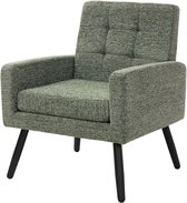 ML-Design Fauteuil 66.5x80x63.5 cm groen, moderne loungestoel serie, comfortabele relaxstoel met armleuningen en gevlochten bekleding, robuust stalen frame met een draagvermogen tot 150 kg, luxe en stijlvolle stoffen loungestoel voor uw woonkamer