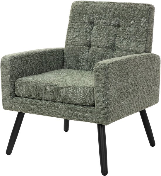 ML-Design Fauteuil 66.5x80x63.5 cm groen, moderne loungestoel serie, comfortabele relaxstoel met armleuningen en gevlochten bekleding, robuust stalen frame met een draagvermogen tot 150 kg, luxe en stijlvolle stoffen loungestoel voor uw woonkamer