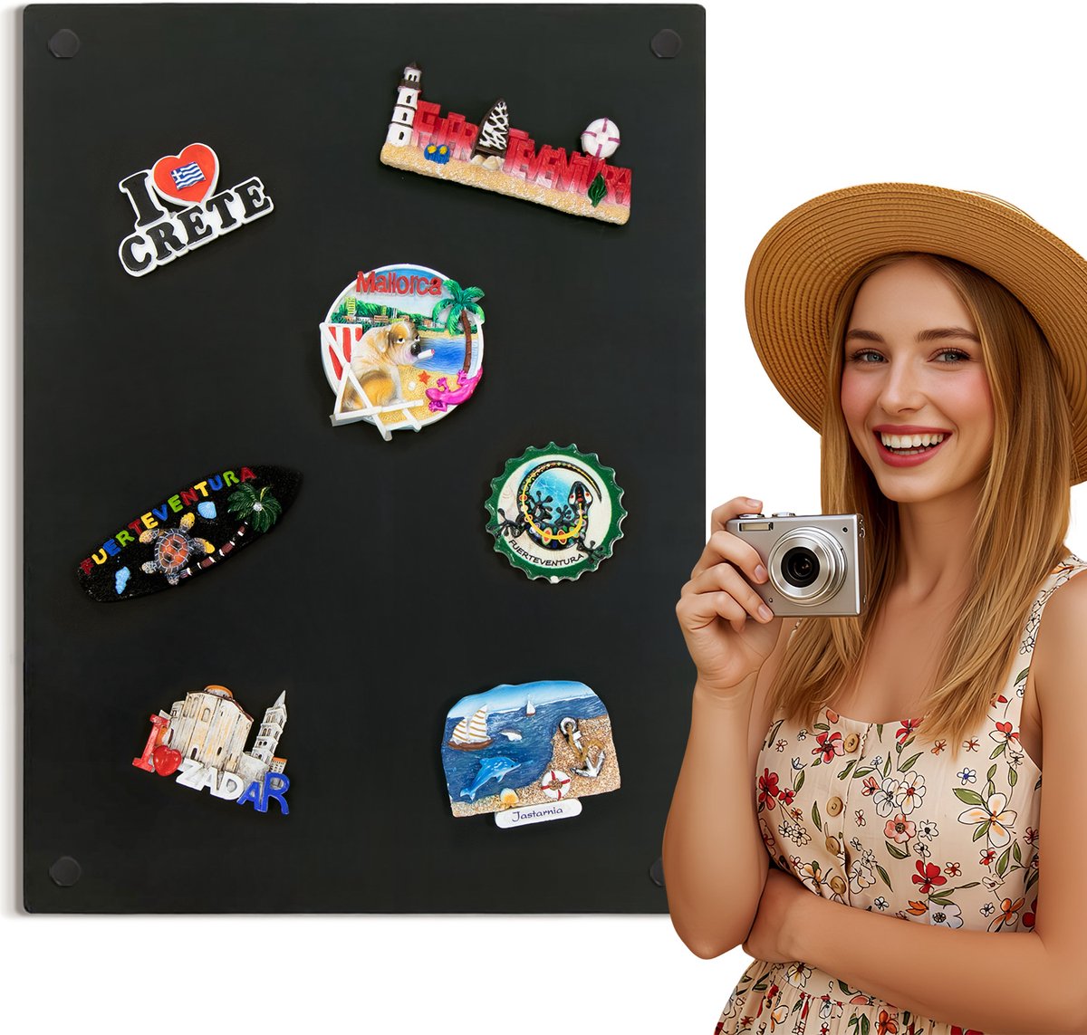 ArtPrintCave - Magneetbord voor vakantiemagneten - 30x40 cm - Zwart staal - Decoratief metalen magneetbord - Metalen bord voor magneten