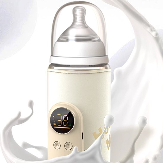 Flessenwarmer - Draagbare flessenwarmer - Ingebouwde 8000 mAh batterij - 6 temperatuurinstellingen - Snel opwarmen - Temperatuurregeling voor de fles - Flessenbeschermer - Handig voor borstvoeding onderweg - Type-C oplaadkabel - Gebroken wit — afbeelding 5