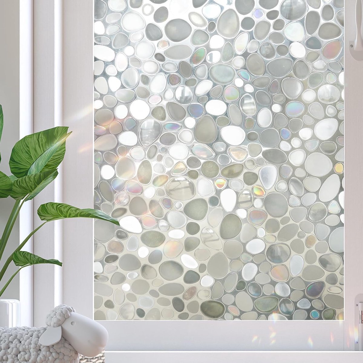 Raamfolie voor Privacy - 3D Regenboog Steenpatroon - Zonwerend en Statisch - 40x200 cm - Zelfklevend Zonder Lijm