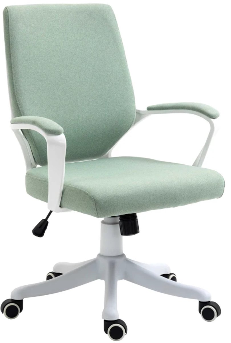 Ergonomische Bureaustoel met Schommelfunctie - In Hoogte Verstelbaar - 360° Draaibaar - Kantoorstoel - Gamestoel - Volwassenen Stoel - Directiestoel - Computerstoel - Groen + Wit