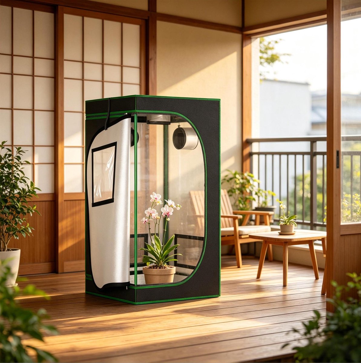 COVREO Kweektent 60 x 60 x 120 cm zwart en groen, stalen frame met kijkvenster