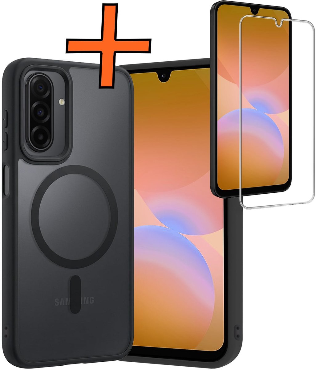 Hoes - Met Screenprotector - Geschikt voor Samsung Galaxy A26 - Magsafe Compatible - Sterk & Shockproof - Back Cover - Shock Proof Case - Telefoon Hoes - Zwart
