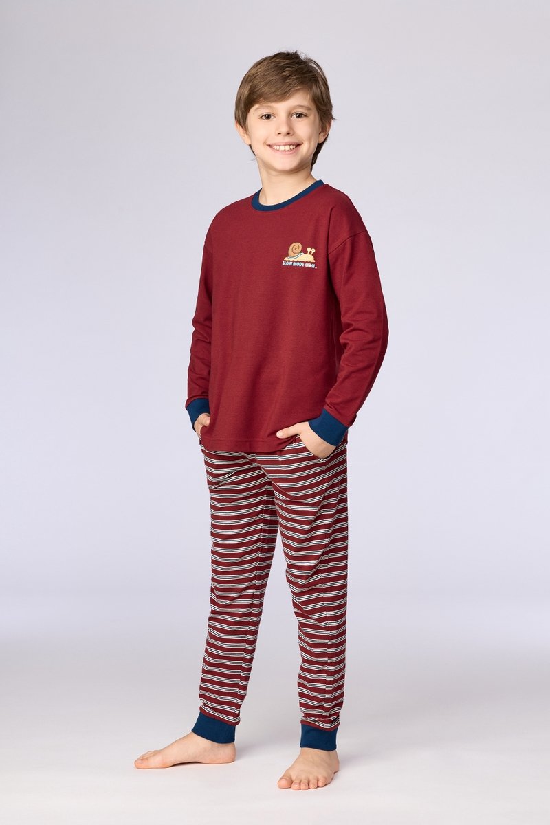 WOODY JONGENS PYJAMA SLOW MODE BORDEAUX - 8 jaar