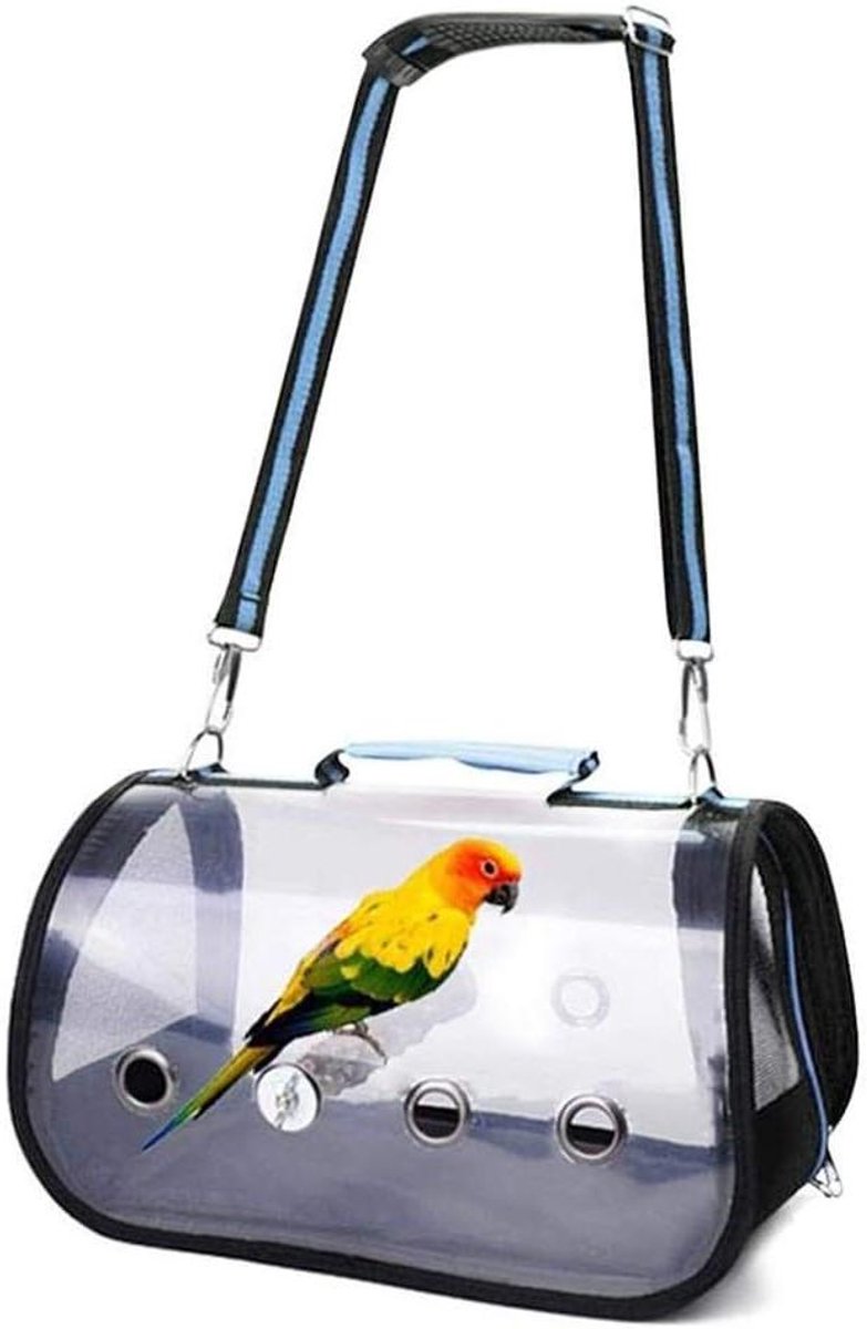 Vogeltransport Rugzak - Vogelkooi Draagtas - Vervoer Huisdier - Panorama Zicht - 32 x 17 x 18 cm - Transparant