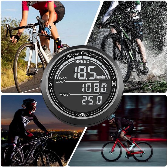 Slimme fietssnelheidsmeter - Draadloze kilometerteller - Snelheidsmeter - Kilometerteller voor mountainbikes - Verlicht - Lichtgevend - Waterdicht - Geschikt voor mountainbikes en racefietsen - Zwart — afbeelding 5