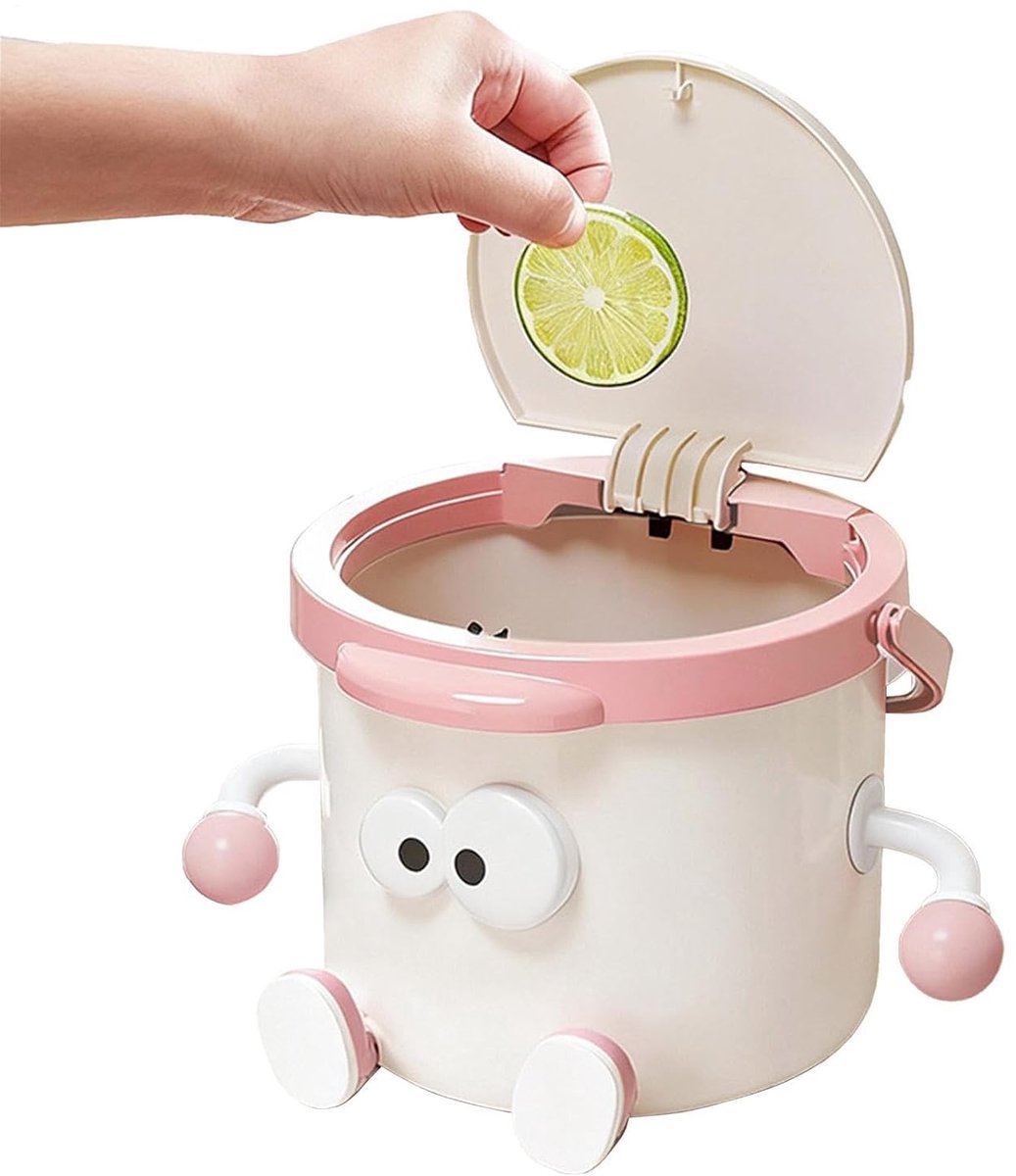 Mini Prullenbak voor het Bureau - Decoratieve Afvalmand en Vuilnisbak Penhouder - Kleine Prullenbak - voor de Slaapzalen, Bedzijden, Badkamers, Woonkamers, Kantoren, Aanrechtbladen en Schoonmaak - wit en roze
