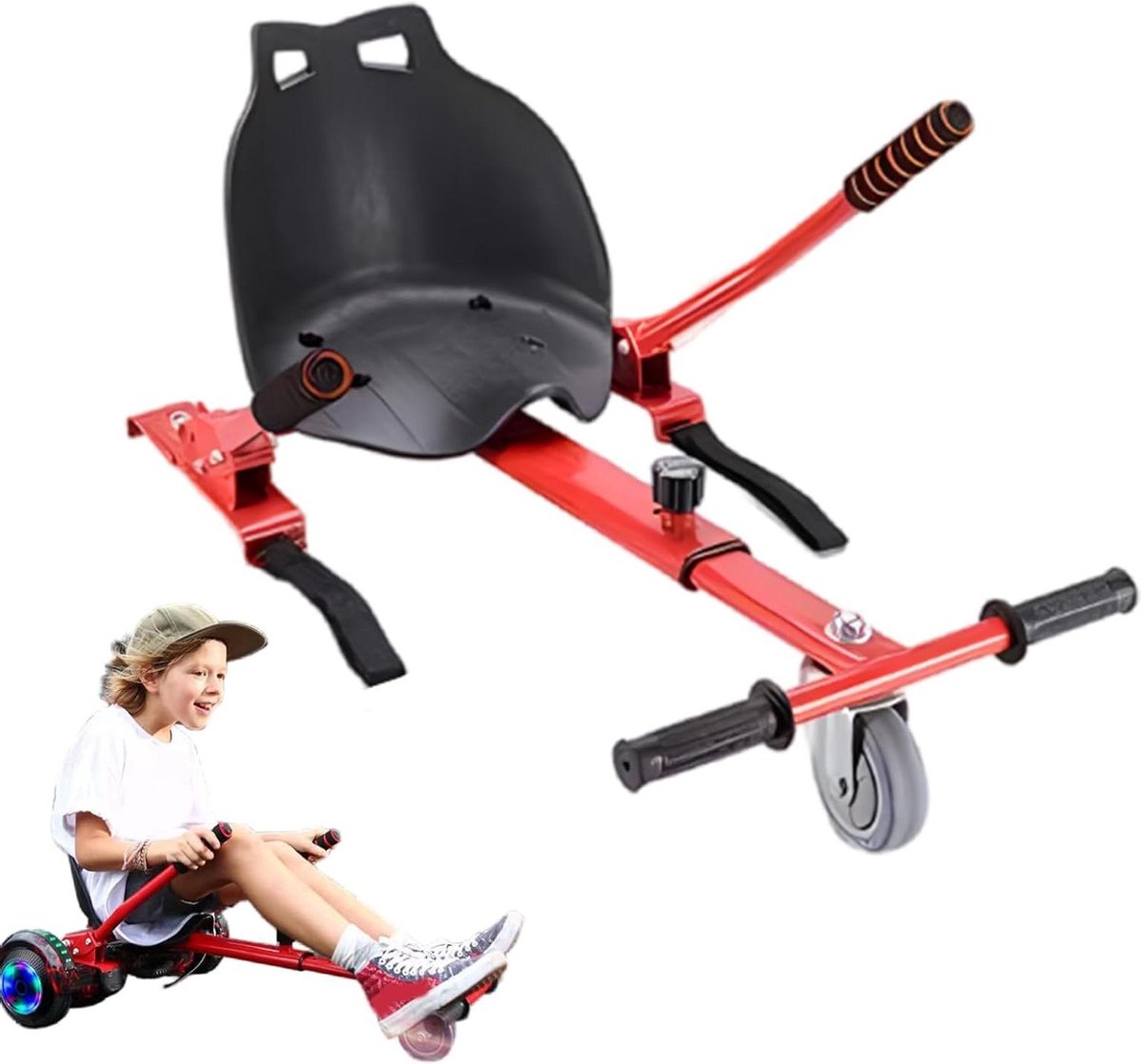 Hoverboard Kartstoel - Hoverboard Zitje - Hoverboard Rijden - Verstelbare Framelengte - 6.5-10 inch - Rood