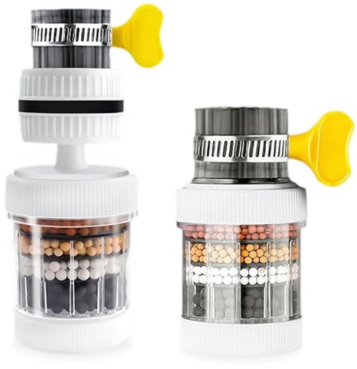 Waterfilter Kraan - Waterzuiveraar - Waterontharder - schoon drinkwater - Effectieve Waterzuivering - 5 Lagen Actieve Kool Filter - anti kalk water - Spatwaterdicht en waterbesparend -voor keuken en badkamer - 2-delige