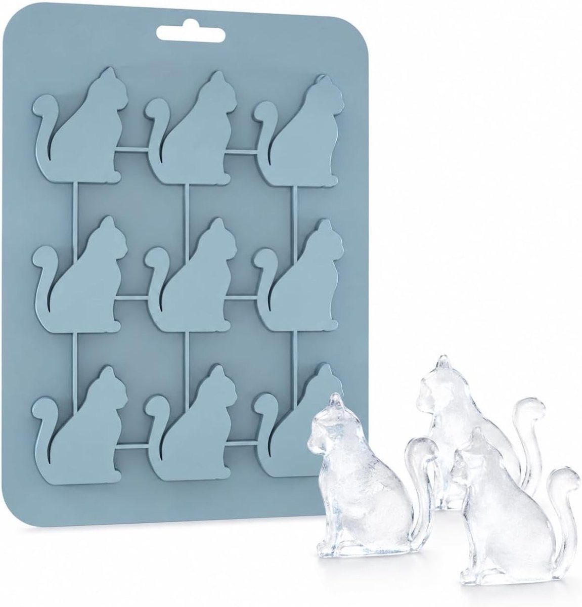 Siliconen IJsblokjesvormen voor Katten - 9 Stuks, Flexibele IJsblokjeshouder voor Cocktails en Aperitieven, Perfect Cadeau voor Kattenliefhebbers en Feestjes