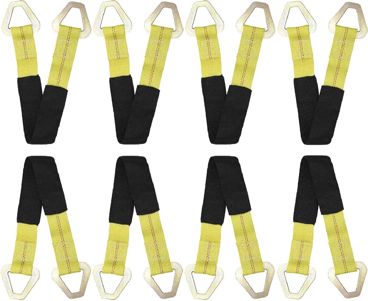 Asvastbindriemen - Spanbanden Auto - Autotransport Beveiligen - Met D-ringen - 24 "x 2" - Geel