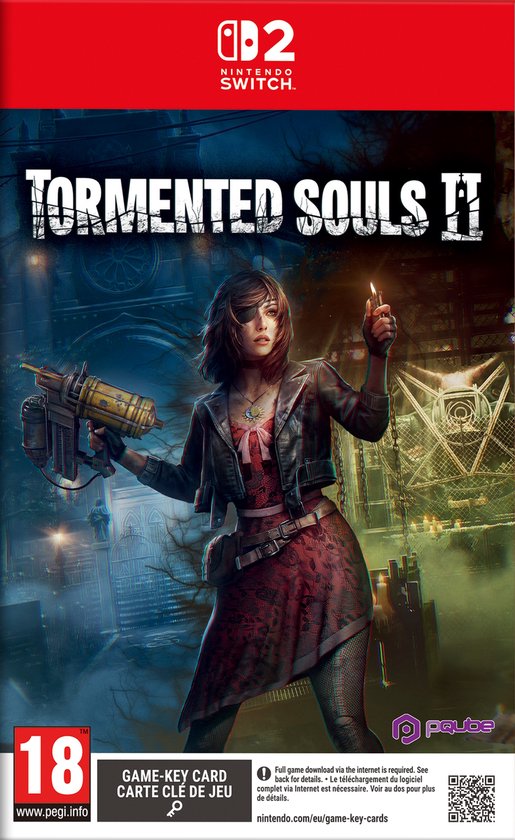 Couverture Tormented Souls II : Femme avec lance-flammes et robe orange, logo Nintendo Switch.