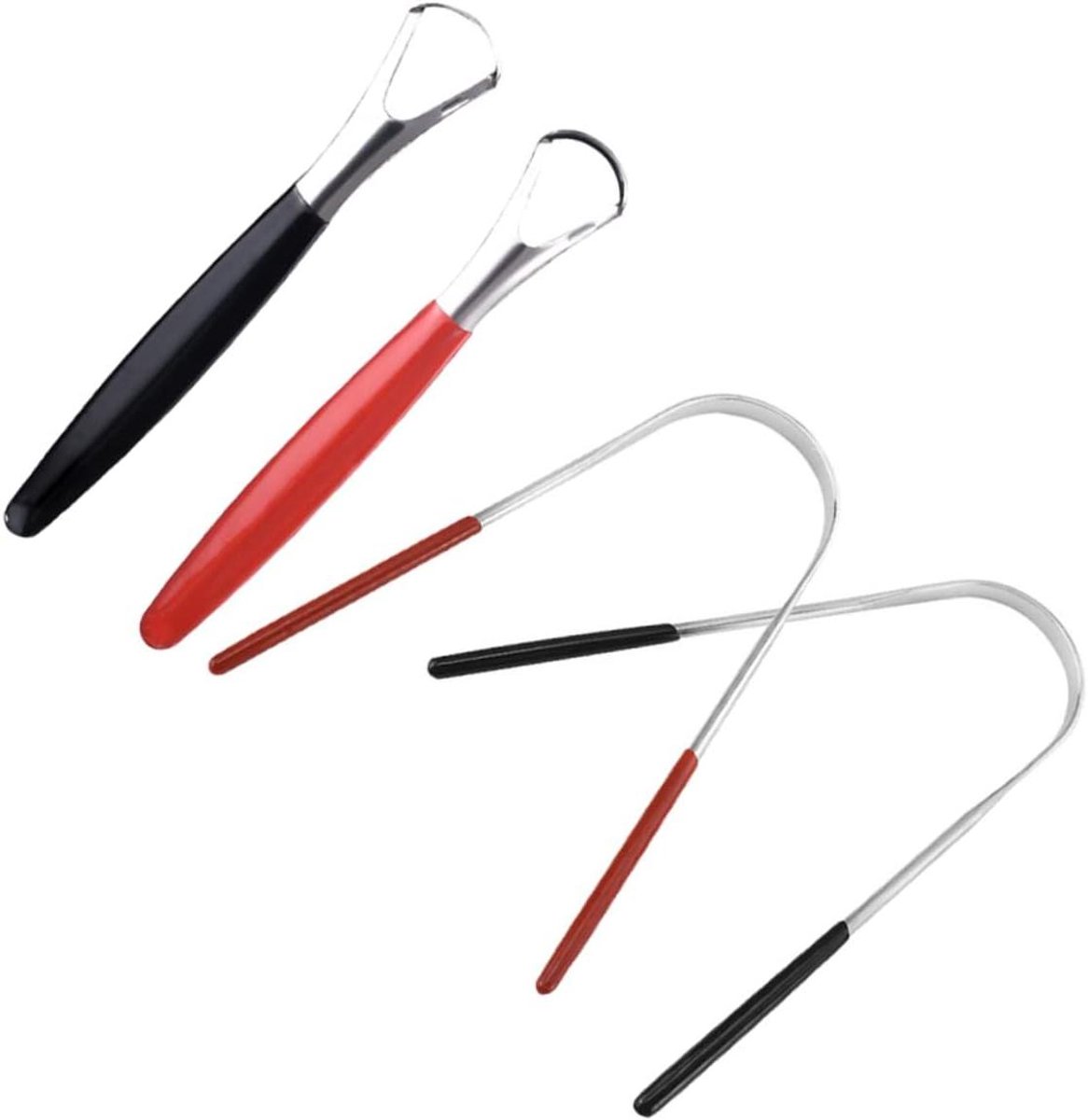 Tong Schraper Set - Mondreiniger Tongreiniger - Adem Opfrissen - Ergonomische Handgrepen - 4 stuks - Diverse Kleuren