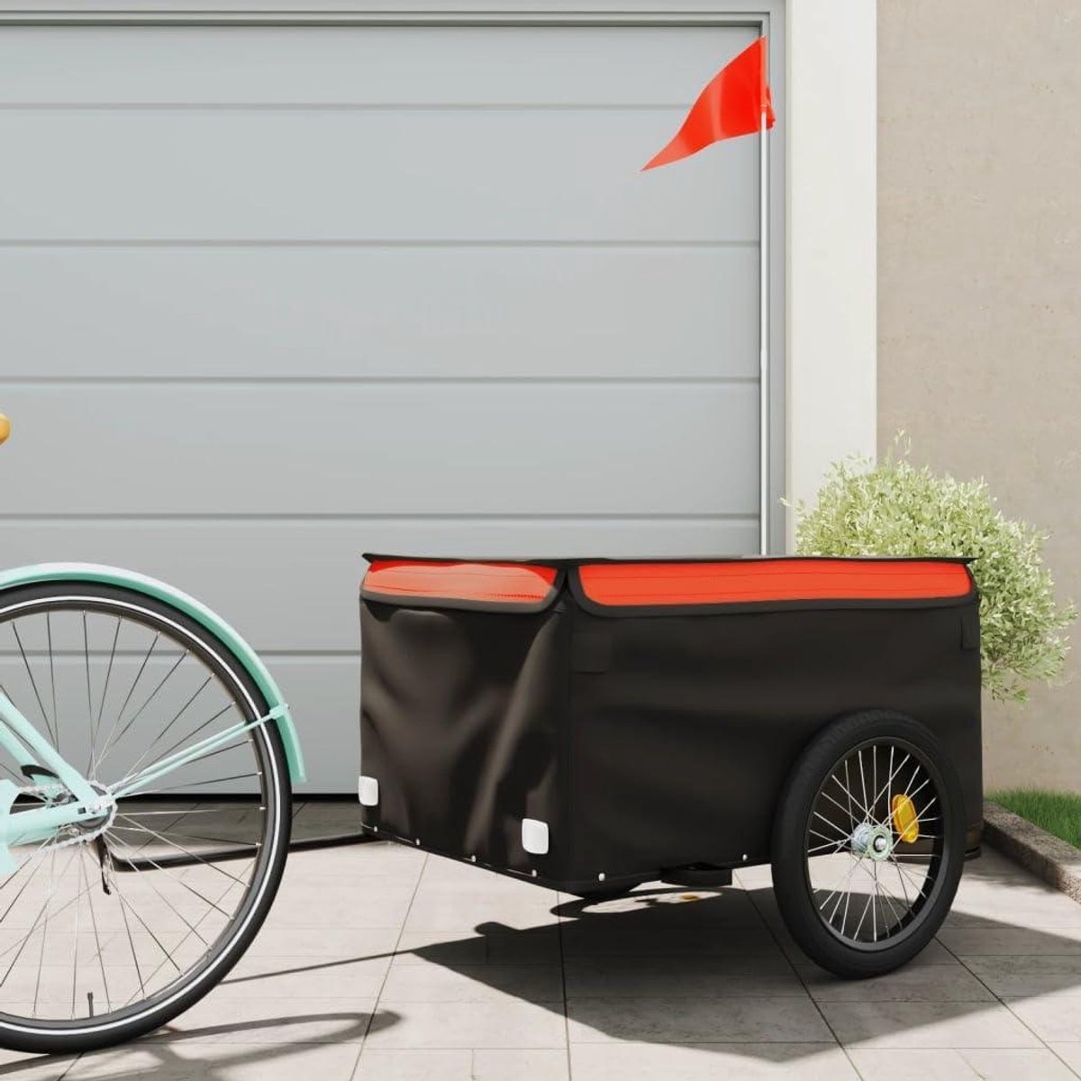 Fietsaanhanger - Hondenaanhanger Kar - Zware Goederen Vervoeren - Robuust IJzeren Frame - 45 kg - Zwart Oranje