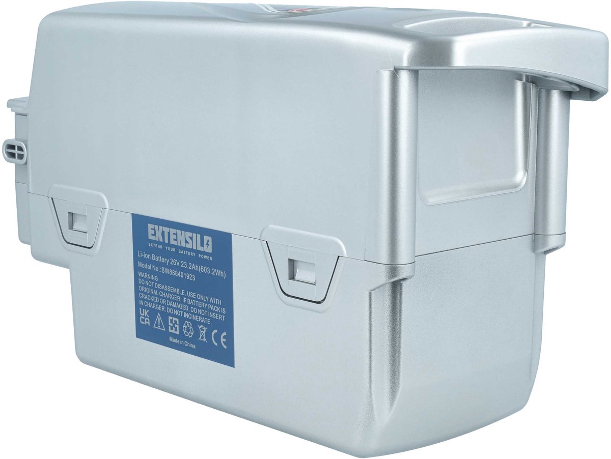 EXTENSILO-accu compatibel met Kalkhoff Connect Lady 2F, C e-bike (23,2 Ah, 25,2 V, Li-ion) - zilver