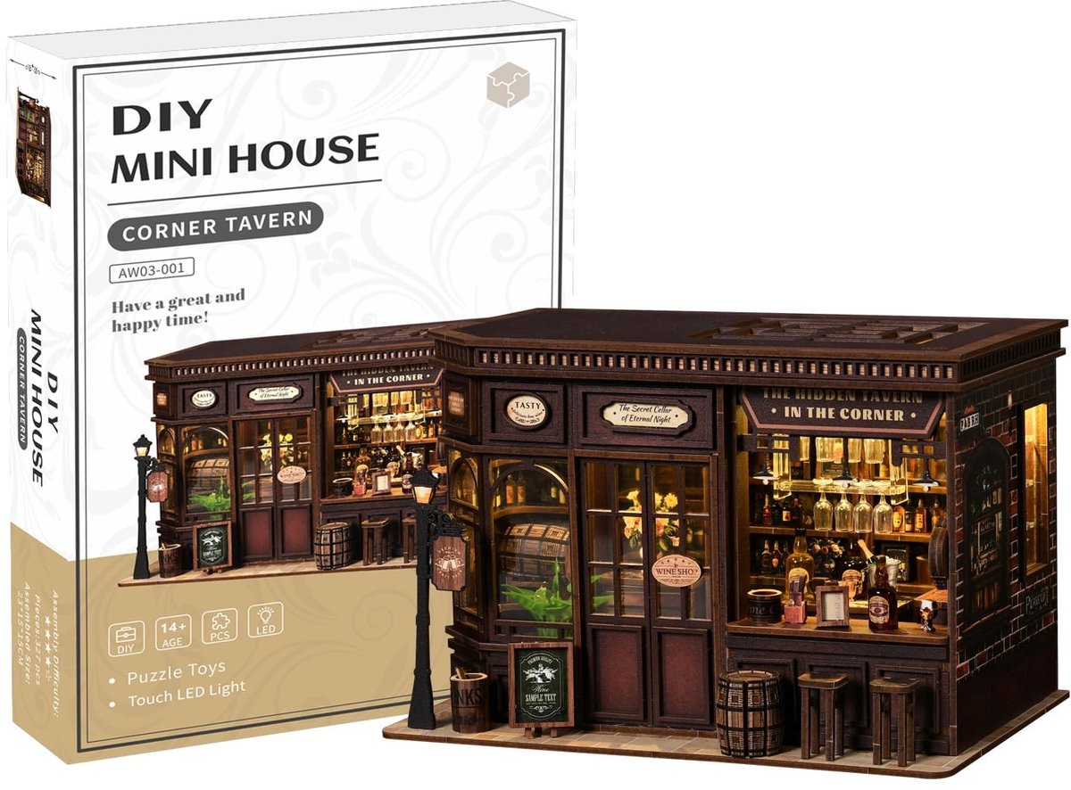 Omgoods - Book Nook DIY Kit voor Volwassenen - Miniatuurhuis met LED Verlichting
