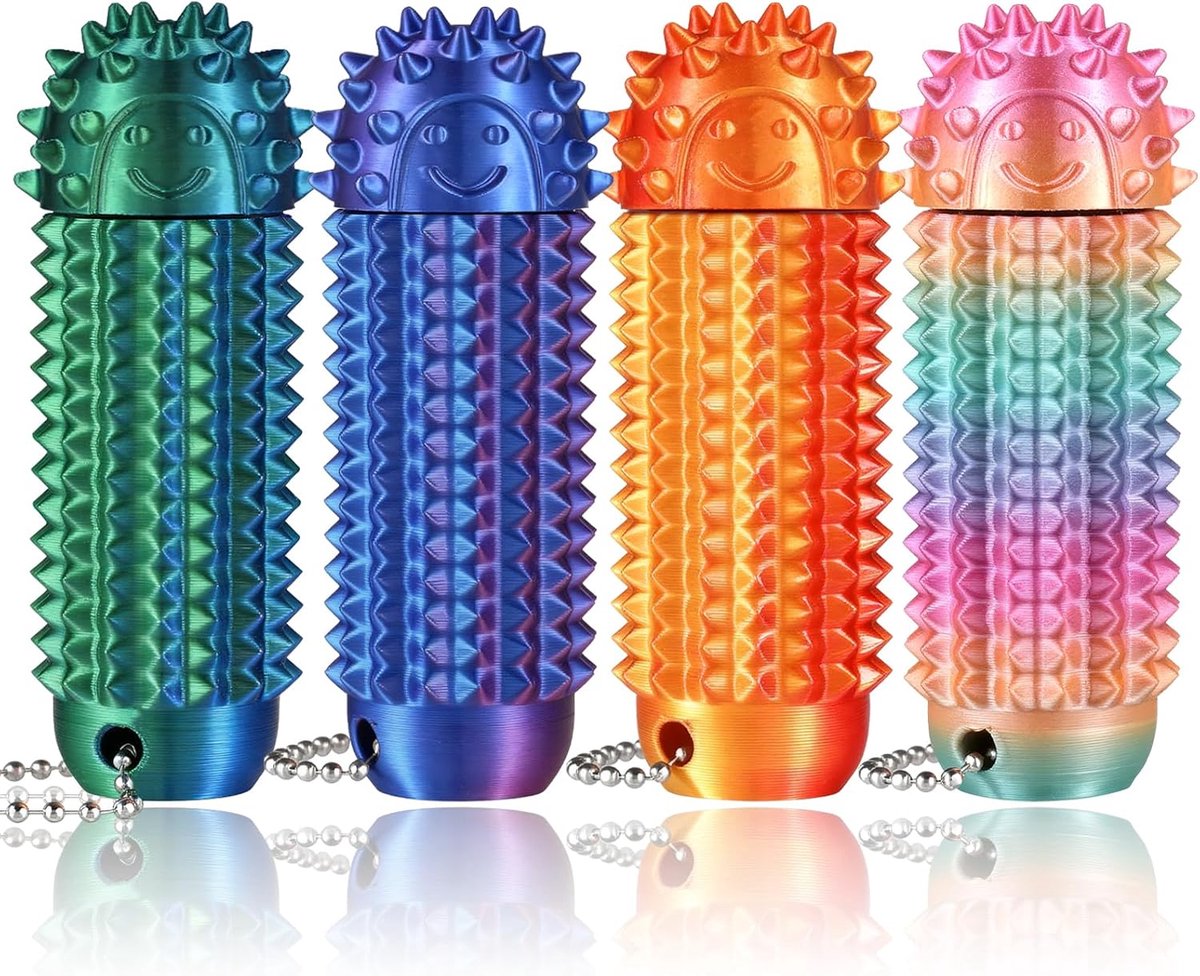 Ouchies Pain Fidget 4-delige set – Roterend stekelig stressverminderend speelgoed voor volwassenen, sensorisch stimulatiehulpmiddel tegen angst, 3D sleutelhanger tegen huid plukken, cadeau voor