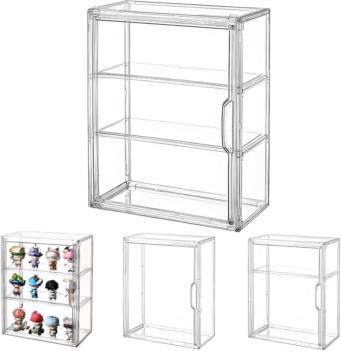 Omgoods - Acryl Display Case met 2 Verwijderbare Planken en 3 Niveaus