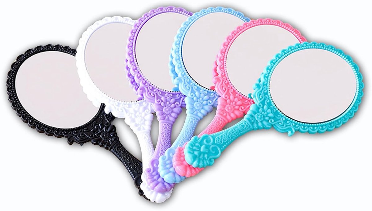 Handspiegels voor op Reis - Terug naar resultaten - Compacte Make-upspiegel met Handgreep - Draagbare Spiegel in 6 Kleuren - 8 cm Breed, 18 cm Lengte