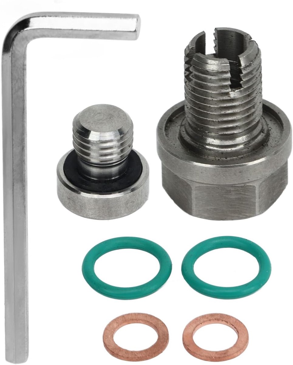 Piggyback Olieaftapplug, Roestvrijstalen Zelftappende Oliepanschroefdraadreparatieset met Inbussleutel O-ringpakking, Motorolieaftapplug (M12.1-1.5x15mm)