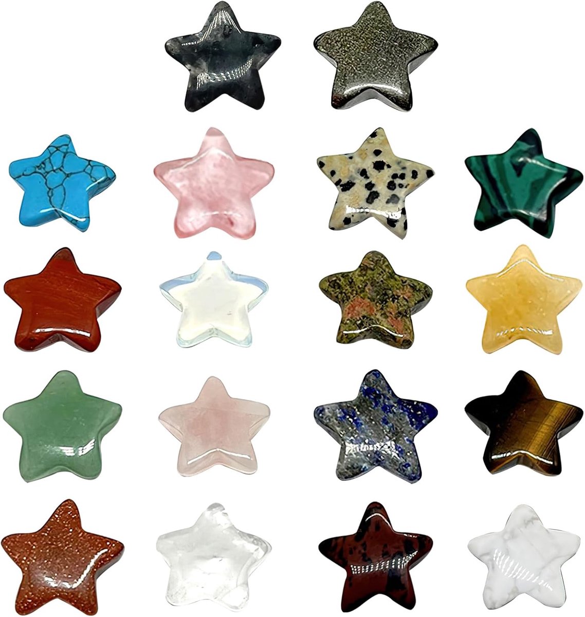 Geluksstenen voor kinderen, 18 stuks edelstenen, helende stenen, natuurlijke sterkristal, edelstenen voor kinderen, helende kristallen, chakra-stenen, kristallen stenen voor meditatie en