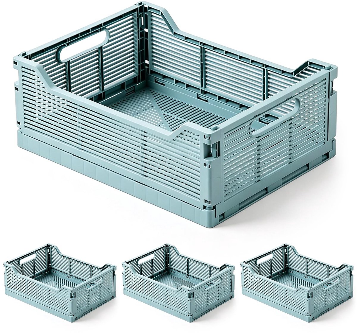 Omgoods - Set van 4 Opvouwbare Opbergdozen - Ruimtebesparende Vouwmanden