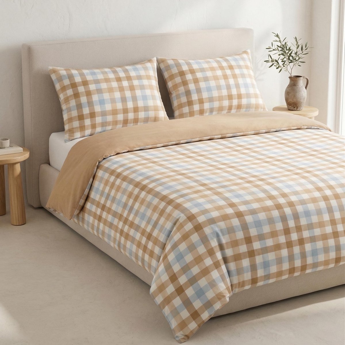 Omgoods - Bedlinnen Set, 100% Katoen, Vichy Ruit, 180/200 cm