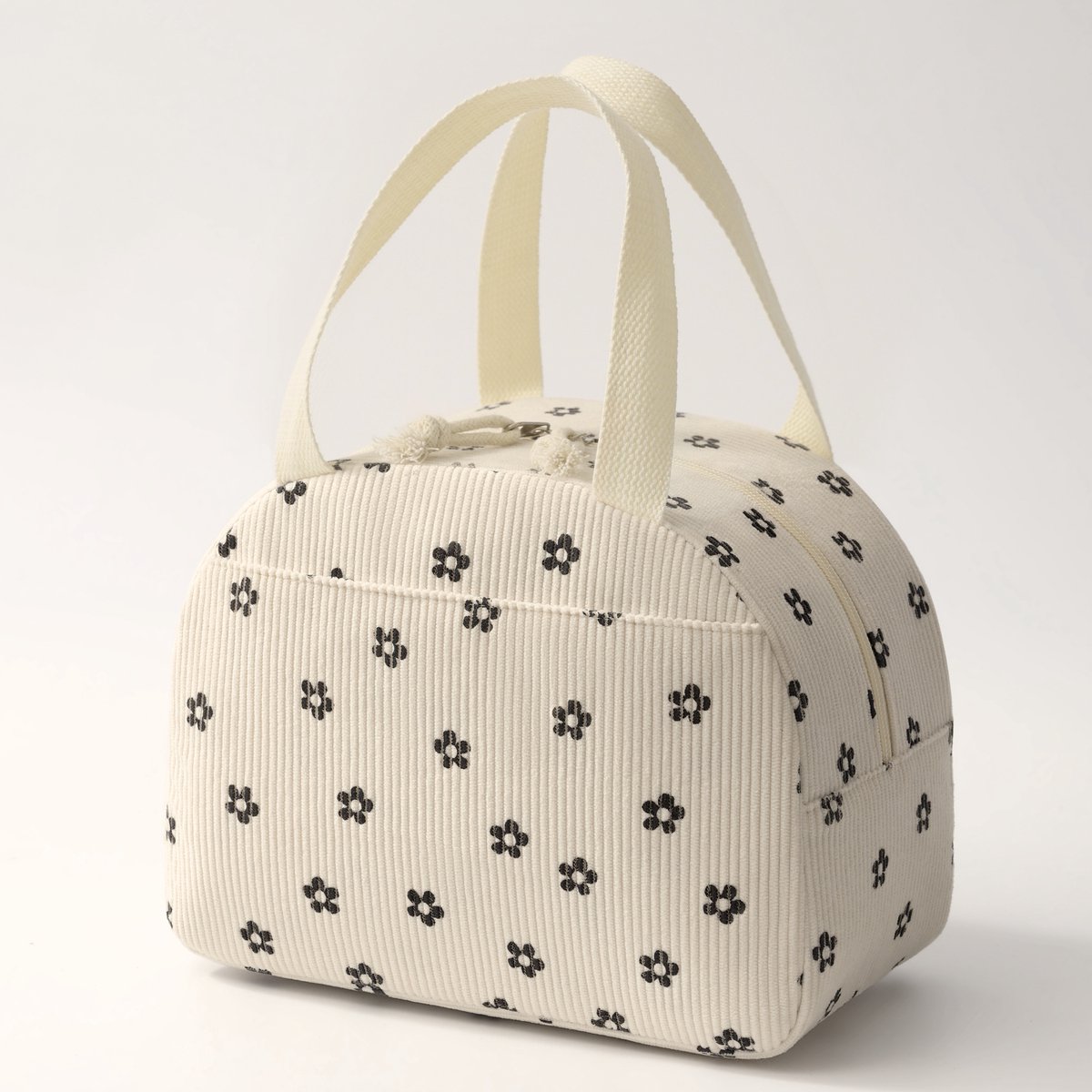 Rainbecom - Koeltas - Koeltassen 6.5 L - Lunchtas Dames en Kinderen - Geïsoleerde Lunch Bag met Voorvak - Corduroy - Beige met Bloemen