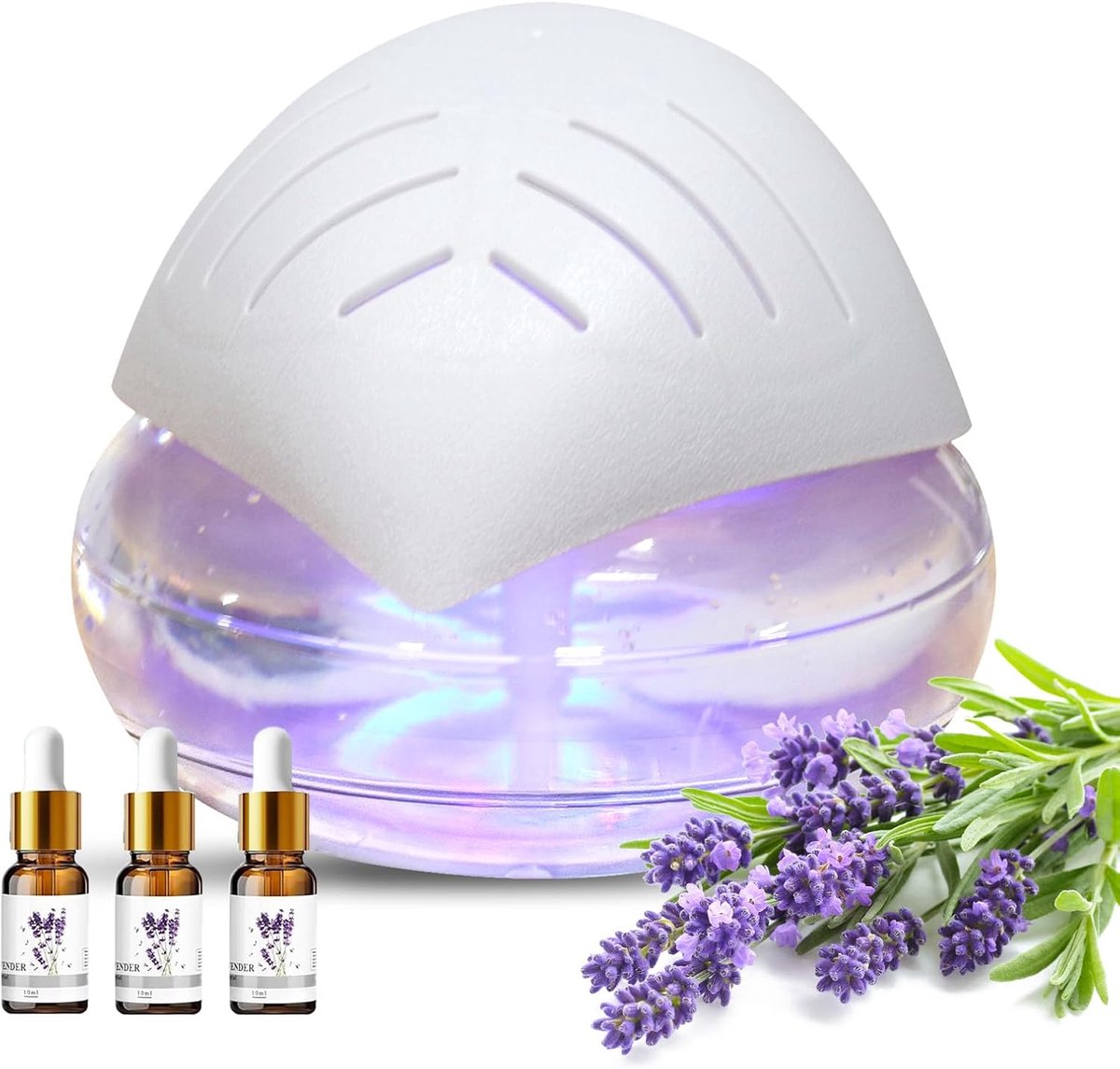 Luchtverfrisser, luchtbevochtiger, aromadiffuser, ioniser met 30 ml essentiële oliën, aromatiseerder, kamerluchtreiniger, waterluchtzuiveraar en kleurveranderende LED-lamp