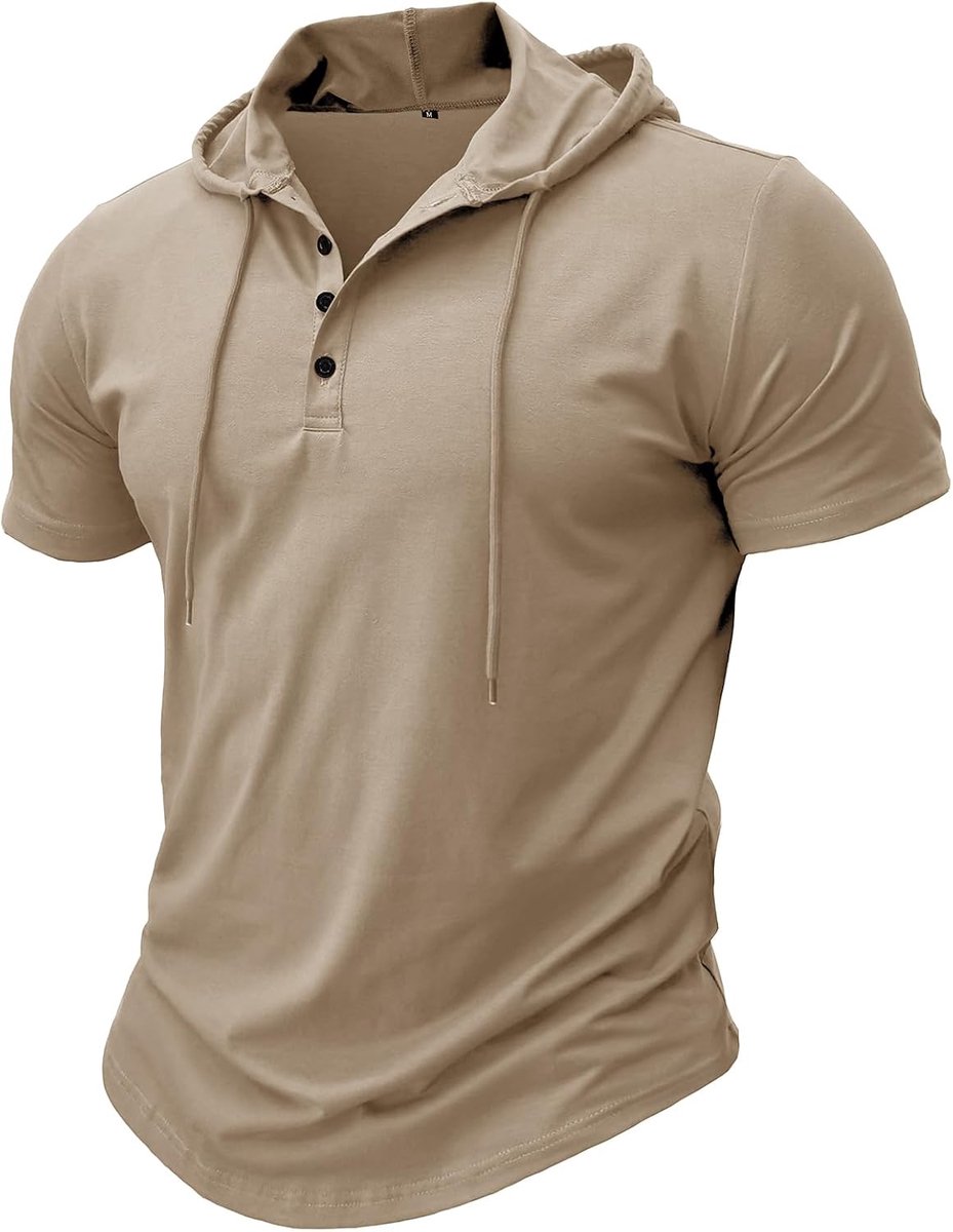 Atletische hoodie met korte mouwen voor heren, modieuze pullover voor fitness, shirt met capuchon, knoopsluiting, zomerse sweater, lichte hippe hikeshirts voor heren, boksen, trektochten