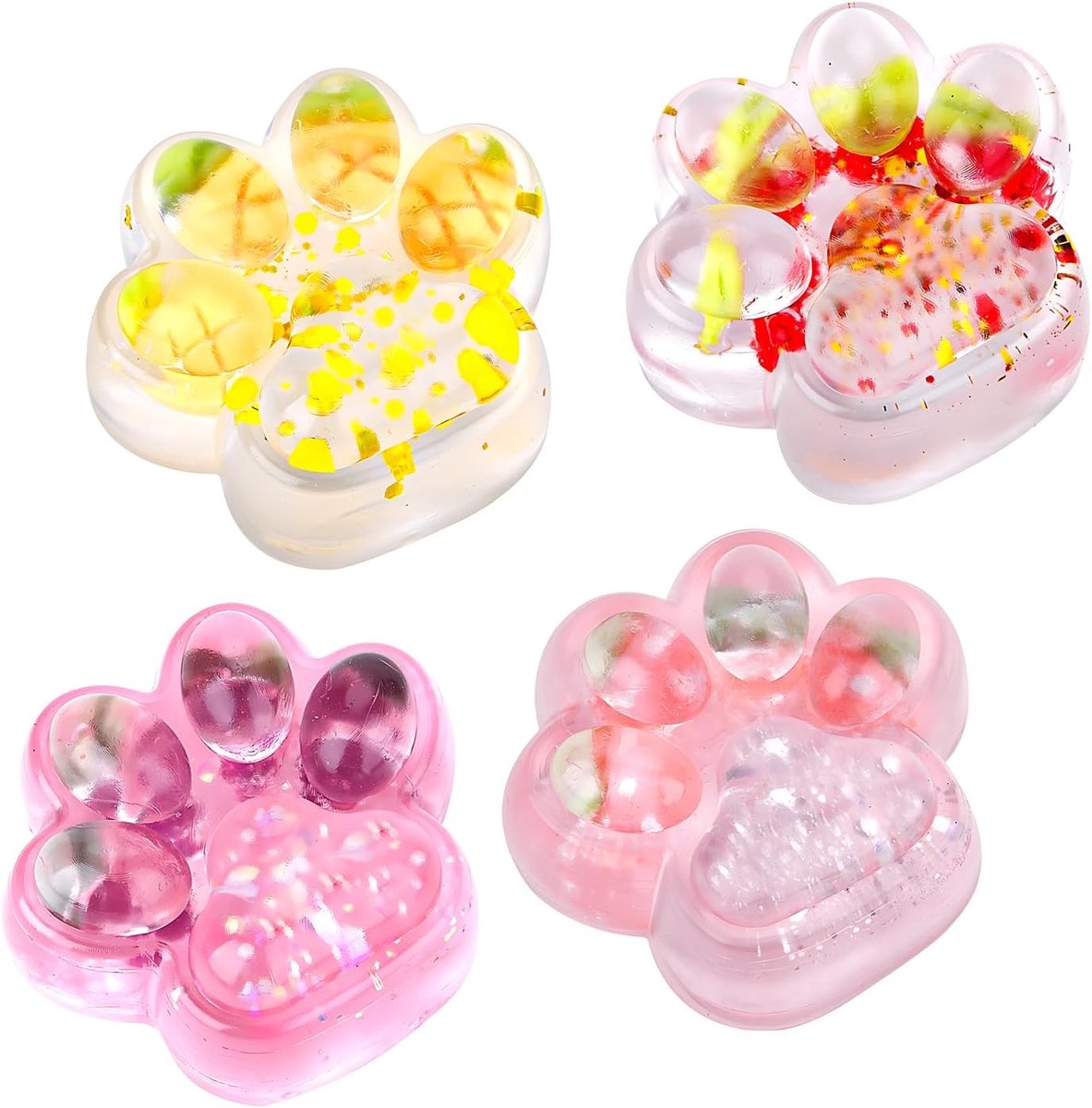 4 stuks Kattenpoot Knijpspeelgoed, Taba Knijpspeelgoed, Fufu Schattig Fruit Kattenpoot Knijpspeelgoed, Taba Mochi Knijpspeelgoed, Fufu Fidget Speelgoed, voor Kinderen & Volwassenen Effectieve