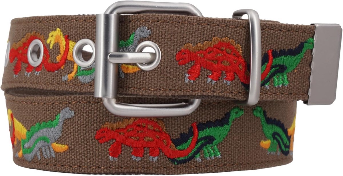 stoffen kinderriem >DINO< voor jongens - universeel passende riem voor jongens van ca. 3 tot 12 jaar - kinderriem jongens - riem kinderen jongens - kinderriem jongens