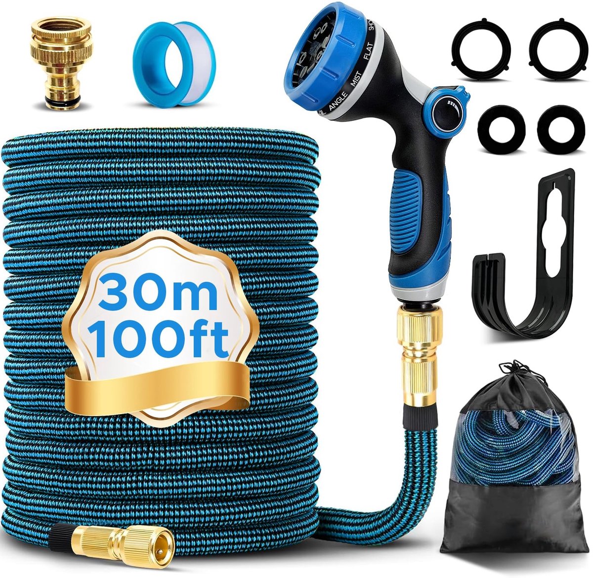 Omgoods - 15 m Uitbreidbare Tuinslang met Spuitpistool en 10 Functies