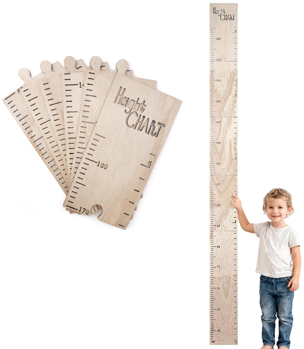 Omgoods - Houten Meetlat voor Kinderen - Groei Grafiek van 40-180 cm voor Decoratie