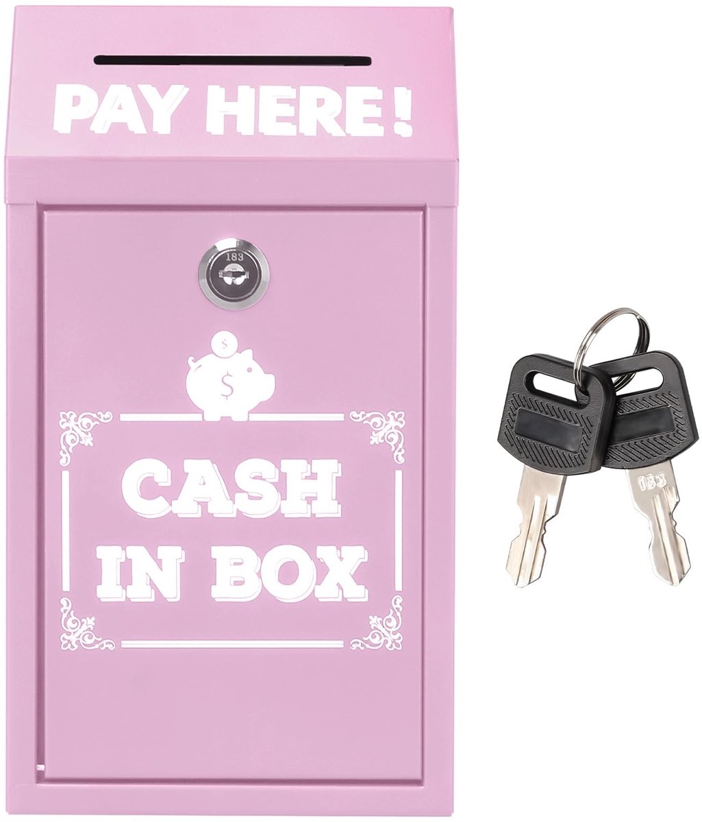Omgoods - Lockable Money Box with Key - Metalen Spaarpot voor Thuis en Kantoor