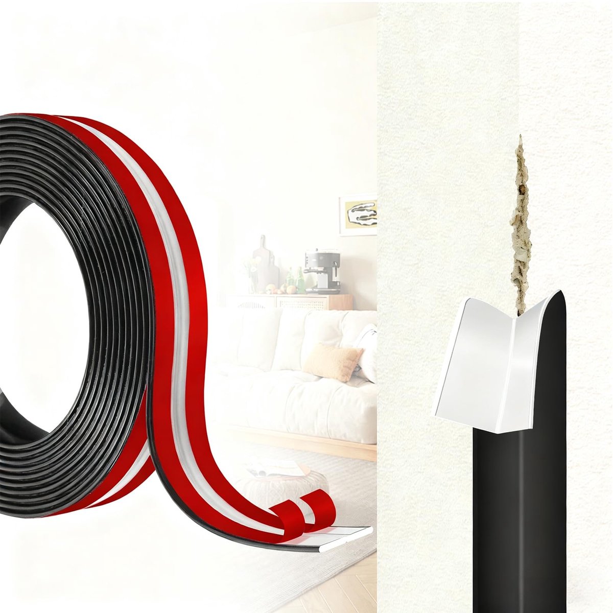 Omgoods - Decoratieve Lijsten voor Hoeken 12 m - Flexibele Randbescherming van PVC in Zwart