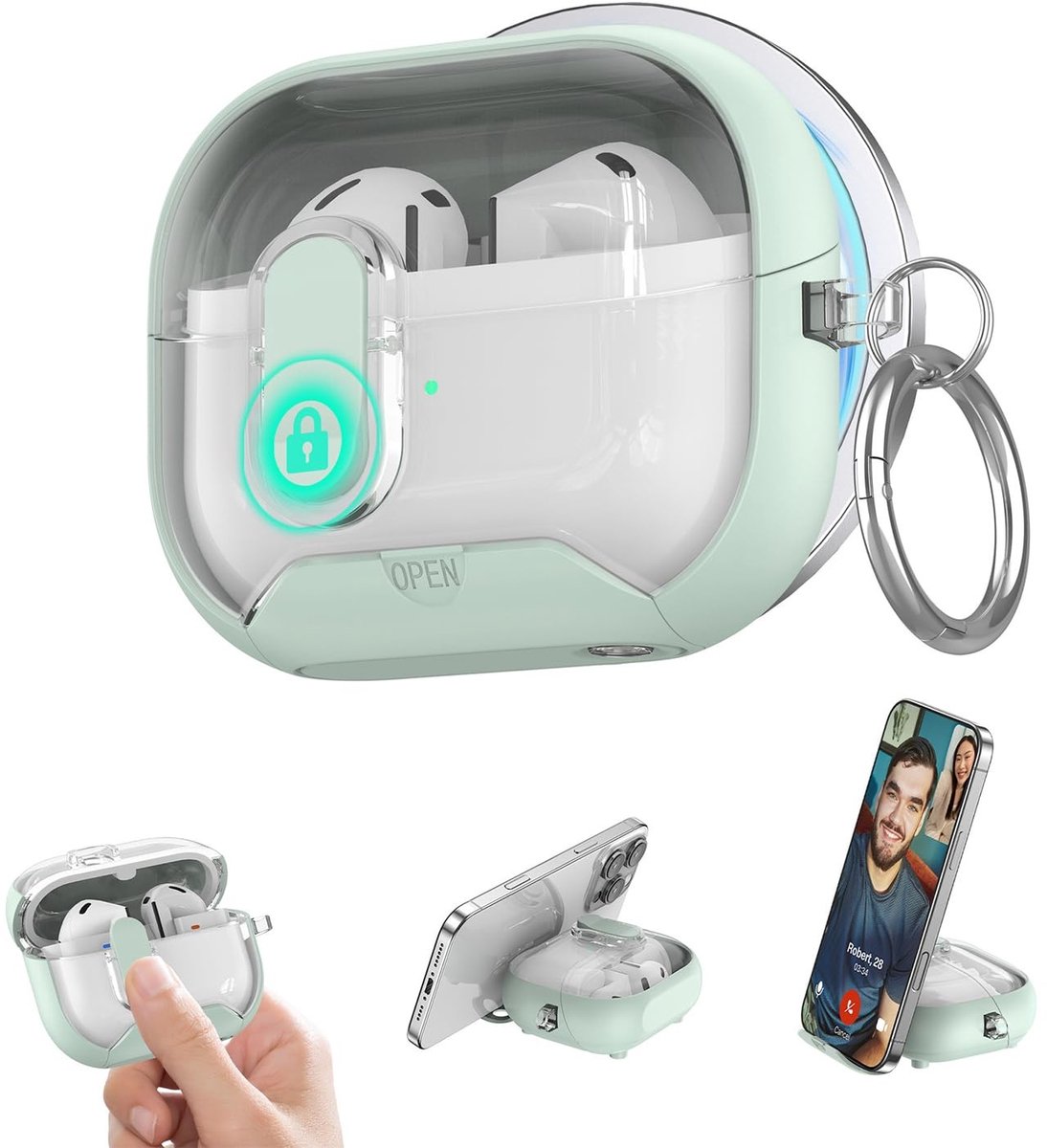 Omgoods - Beschermhoes voor Samsung Galaxy Buds 3 FE / Pro met Telefoonstandaard