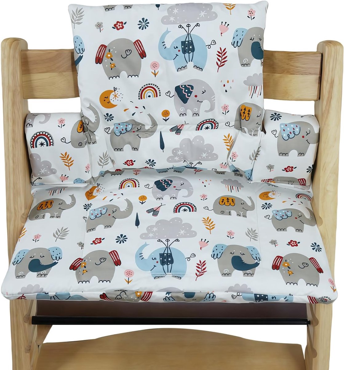 Stokke Tripp Trapp Kinderzitkussen, 2 stuks, waterdicht, afneembaar, zacht, onderhoudsvriendelijk, eenvoudig te bevestigen, olifantenpark