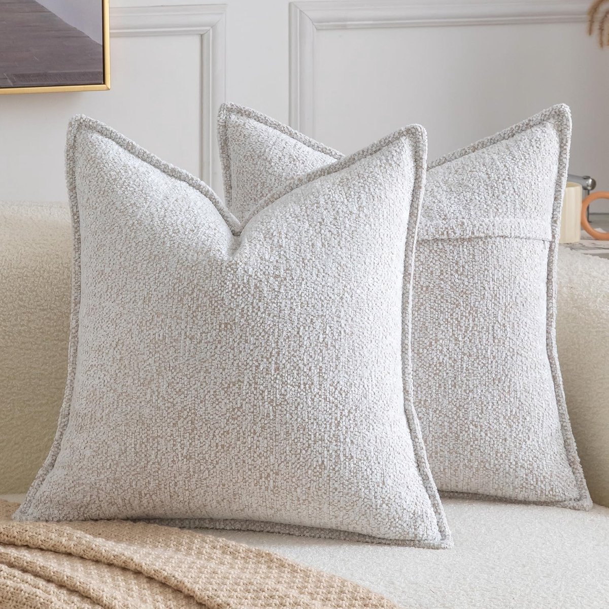 Omgoods - Set van 2 Decoratieve Euro Sham Covers - Boho Soft Textured Chenille Kussens