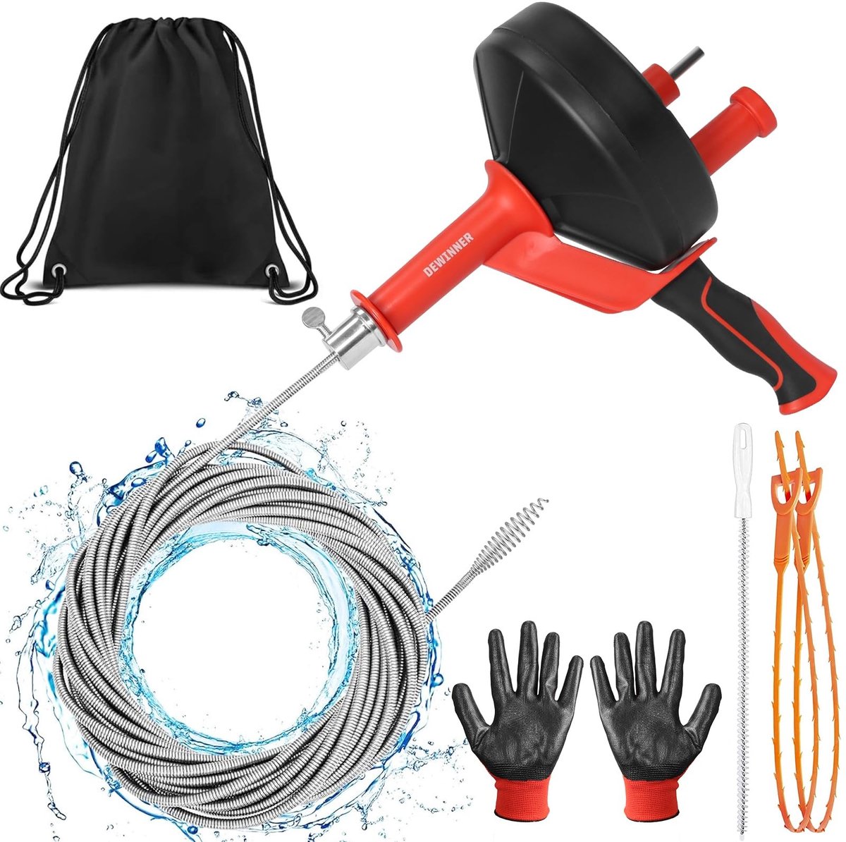 Omgoods - Handmatige Afvoer Ontstopper 10 m met Schoonmaakset