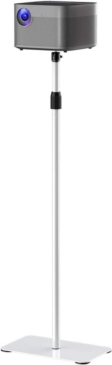 suptek Projector Standaard Vloer, In Hoogte Verstelbaar 94-125cm, 360° Draaibare Beamerbeugel met L-vormige Voet voor achter de Bank, Belasting 3kg, Wit, PR001FW