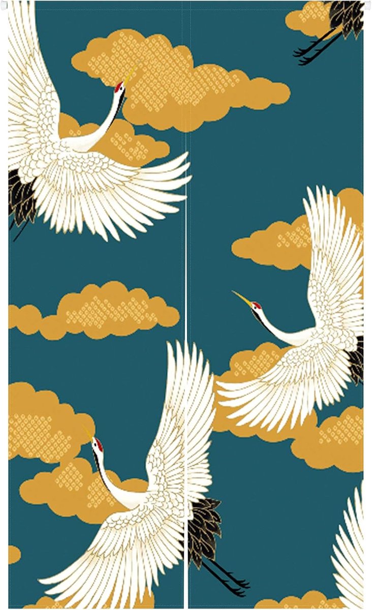 Noren Japanse stijl deuropening gordijn raambekleding deur tapijt voor woondecoratie (kranen-groen, 85 x 149 cm)